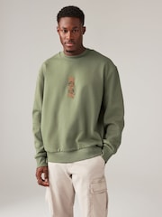 Green Crew Sweatshirt Graphic Crew Sweatshirt - Image 3 of 9