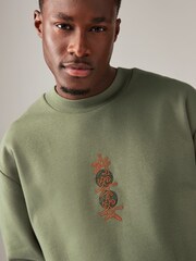 Green Crew Sweatshirt Graphic Crew Sweatshirt - Image 5 of 9