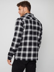 Threadbare Black 100% Cotton Check Borg Lined Shacket - Image 2 of 4