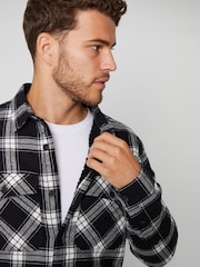 Threadbare Black 100% Cotton Check Borg Lined Shacket - Image 4 of 4