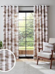 Catherine Lansfield Natural Ombre Texture Lined Eyelet Curtains - Image 1 of 6