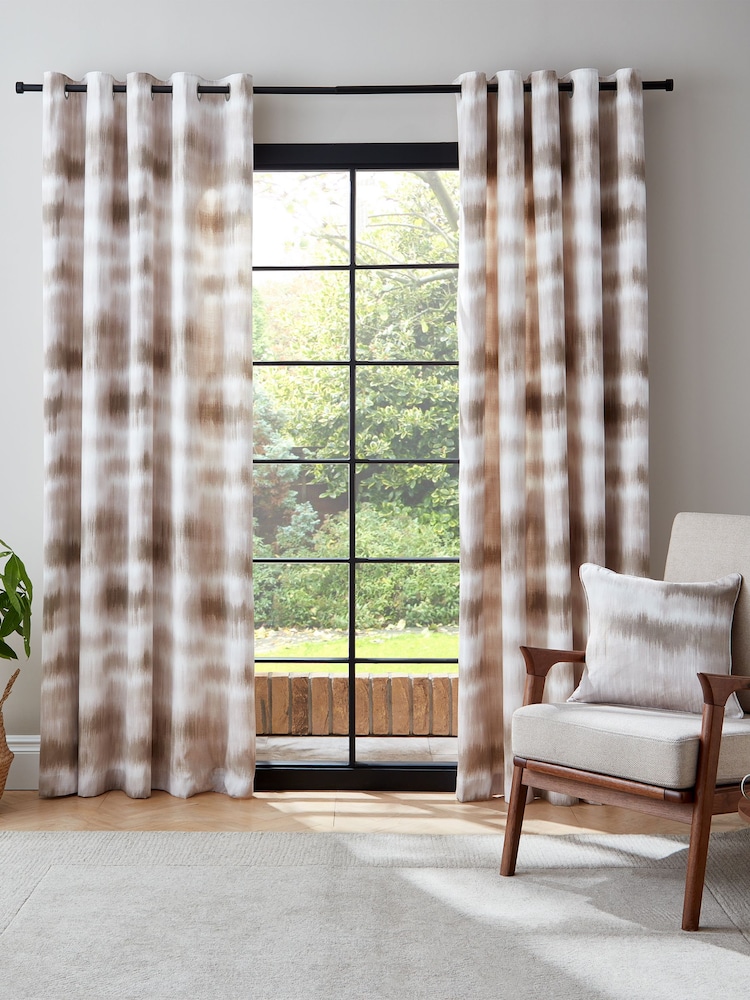 Catherine Lansfield Natural Ombre Texture Lined Eyelet Curtains - Image 2 of 6