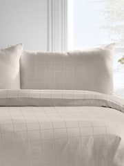Catherine Lansfield Natural Woven Check 300 Thread Count Fitted Sheet - Image 2 of 3