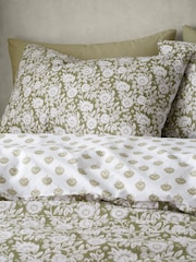 Pineapple Elephant Olive Green Tangier Floral Reversible Duvet Cover Set - Image 3 of 4