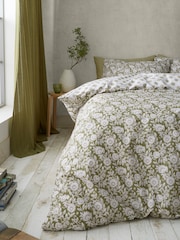 Pineapple Elephant Olive Green Tangier Floral Reversible Duvet Cover Set - Image 4 of 4