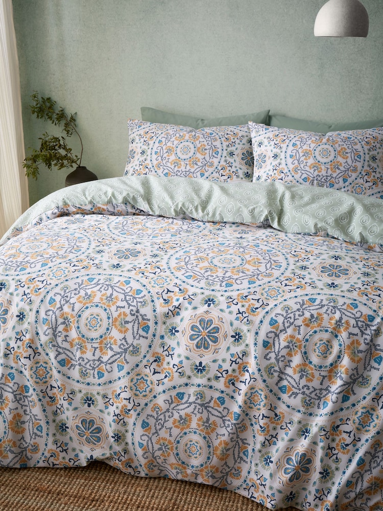 Pineapple Elephant Green Safiya Mandala Reversible Duvet Cover Set - Image 5 of 5