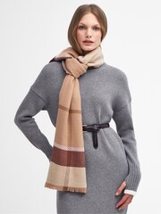 Barbour® Brown Blair Tartan Check Scarf - Image 1 of 4