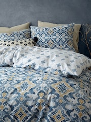 Pineapple Elephant Indigo Blue Inara Ikat Reversible Duvet Cover Set - Image 4 of 4