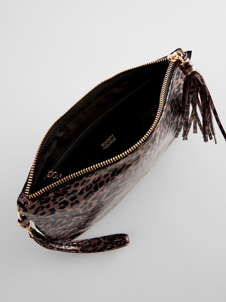 Rockett St George Leopard Print Animal Clutch Bag - Image 5 of 5