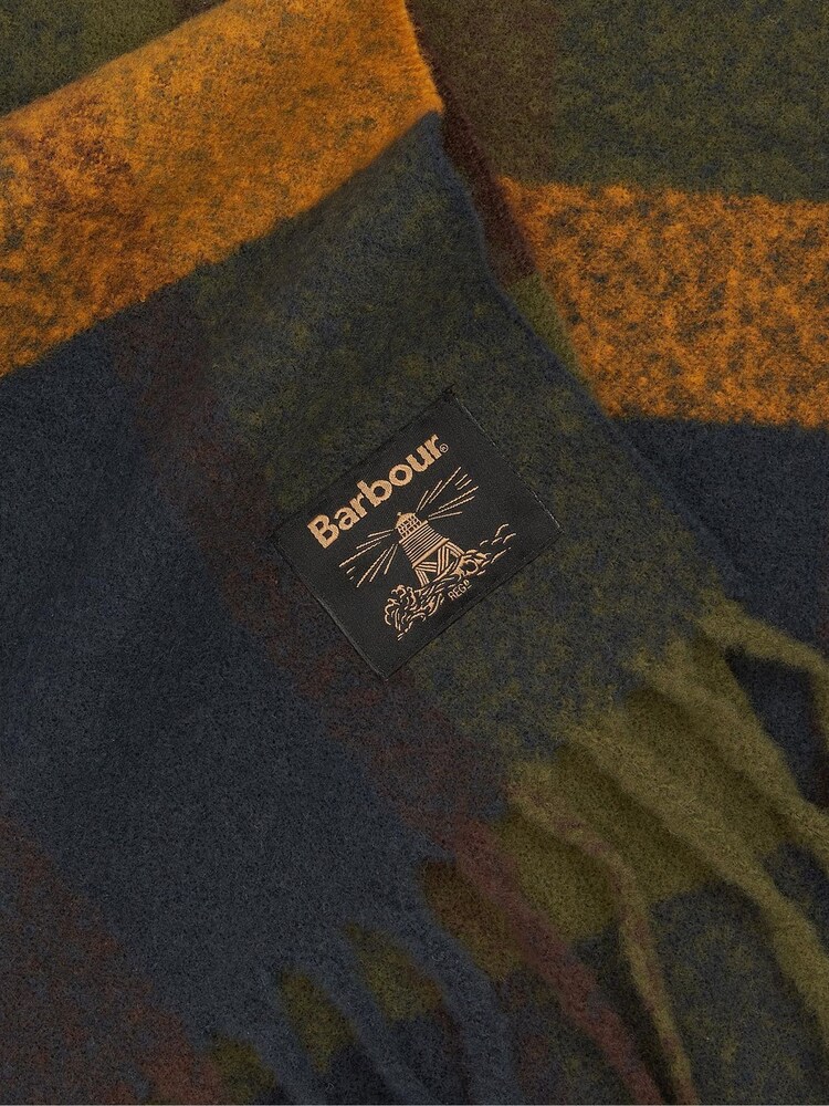 Barbour® Green Westerdale Check Boucle Scarf - Image 4 of 4 Barbour® Green Westerdale Check Boucle Scarf - Image 4 of 4