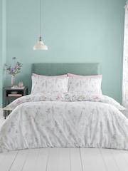 Catherine Lansfield White/Green Emilia Floral Reversible Duvet Cover Set - Image 2 of 5