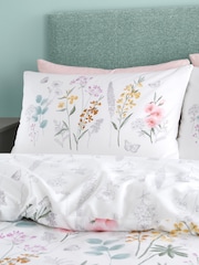 Catherine Lansfield White/Green Emilia Floral Reversible Duvet Cover Set - Image 3 of 5