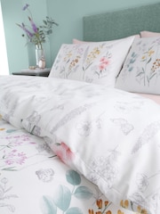Catherine Lansfield White/Green Emilia Floral Reversible Duvet Cover Set - Image 4 of 5