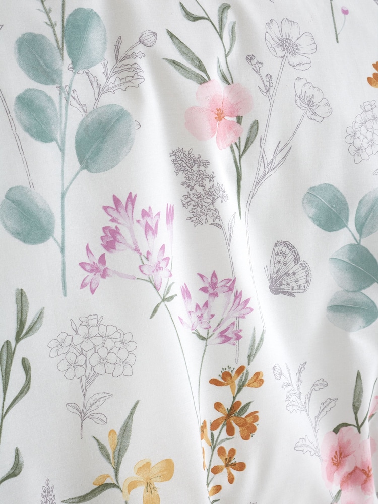 Catherine Lansfield White/Green Emilia Floral Reversible Duvet Cover Set - Image 5 of 5