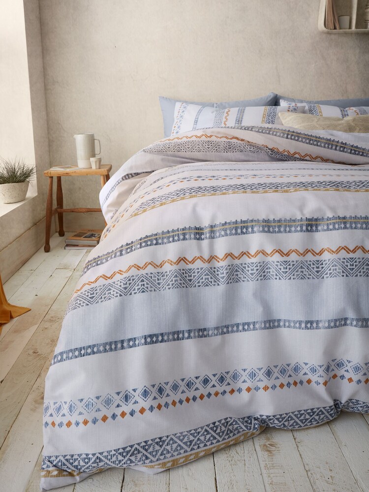 Pineapple Elephant Beige Vida Stripe Reversible Duvet Cover Set - Image 5 of 5