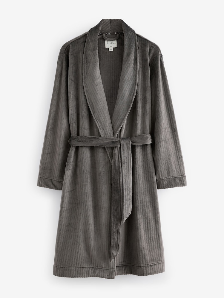 Gris de charbon de bois - Peignoir côtelé super doux - Image 6 of 8