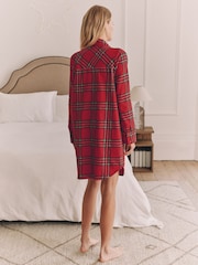 Red Check Womens 100% Cotton Matching Family Christmas Flannel Night Shirt - Image 3 of 5
