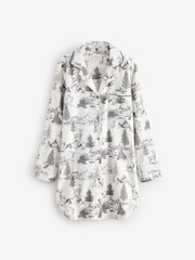 Ecru Reindeer Matching Family Womens 100% Cotton Christmas Flannel Night Shirt - Image 5 of 7