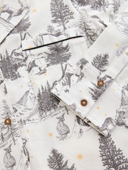 Ecru Reindeer Matching Family Womens 100% Cotton Christmas Flannel Night Shirt - Image 6 of 7