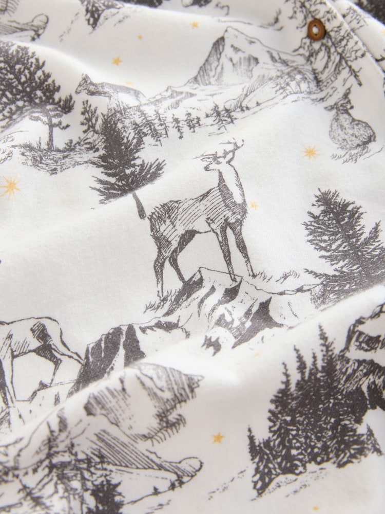 Ecru Reindeer Matching Family Womens 100% Cotton Christmas Flannel Night Shirt - Image 7 of 7