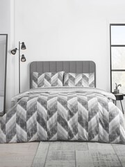 Catherine Lansfield Charcoal Grey Kamari Stripe Reversible Duvet Cover Set - Image 1 of 4