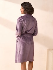 Lilac Purple Supersoft Ribbed Dressing Gown - Image 2 of 7
