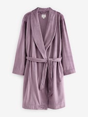 Lilac Purple Supersoft Ribbed Dressing Gown - Image 4 of 7