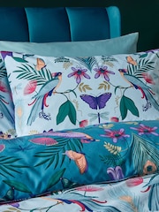 Catherine Lansfield Teal Blue Mya Tropical Floral Reversible Duvet Cover Set - Image 3 of 4