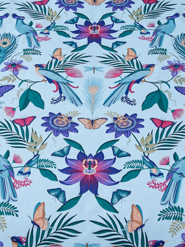 Catherine Lansfield Teal Blue Mya Tropical Floral Reversible Duvet Cover Set - Image 4 of 4