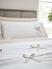 Catherine Lansfield White Milo Bow Duvet Cover Set - Image 2 of 4