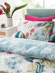 Catherine Lansfield Green Aruba Tropical Floral Reversible Duvet Cover Set - Image 3 of 4