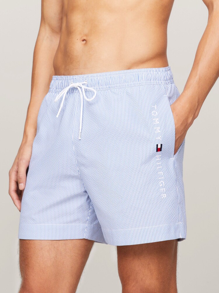 Tommy Hilfiger White Medium Stripe Drawstring Swim Shorts - Image 2 of 5 Tommy Hilfiger White Medium Stripe Drawstring Swim Shorts - Image 2 of 5