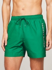 Tommy Hilfiger Green Medium Logo Drawstring Swim Shorts - Image 1 of 4