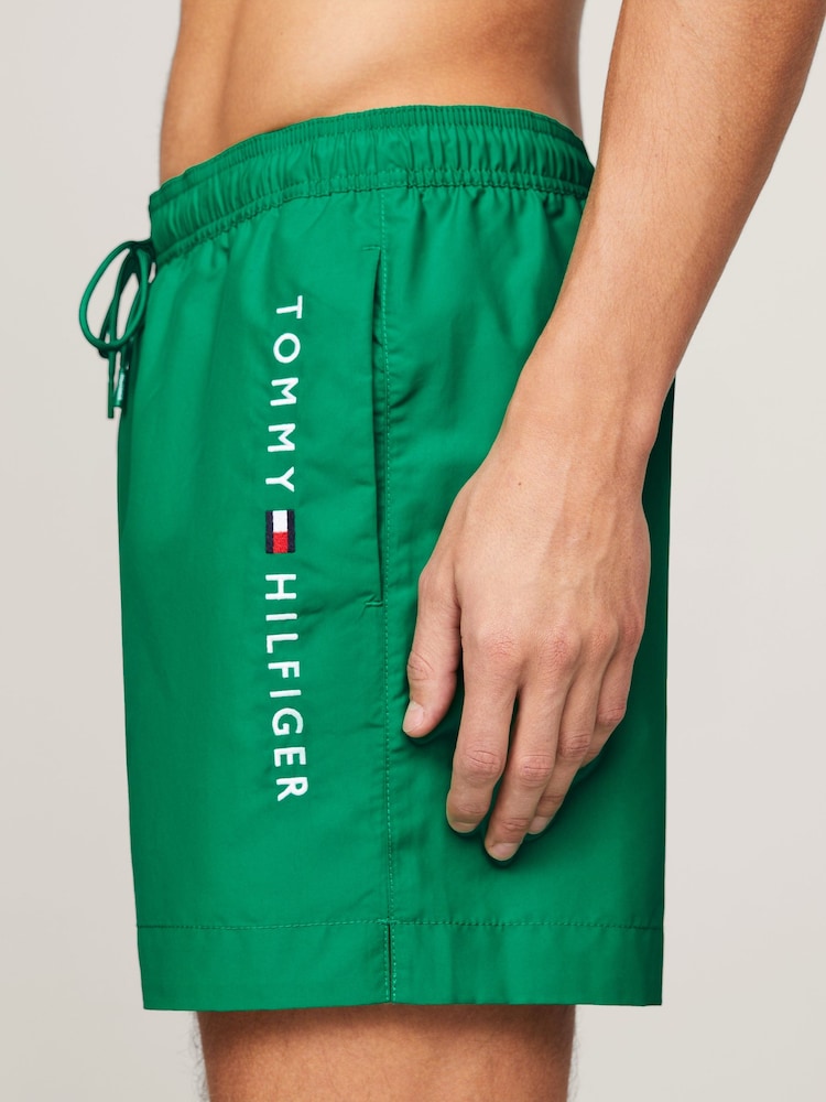 Tommy Hilfiger Green Medium Logo Drawstring Swim Shorts - Image 2 of 4 Tommy Hilfiger Green Medium Logo Drawstring Swim Shorts - Image 2 of 4