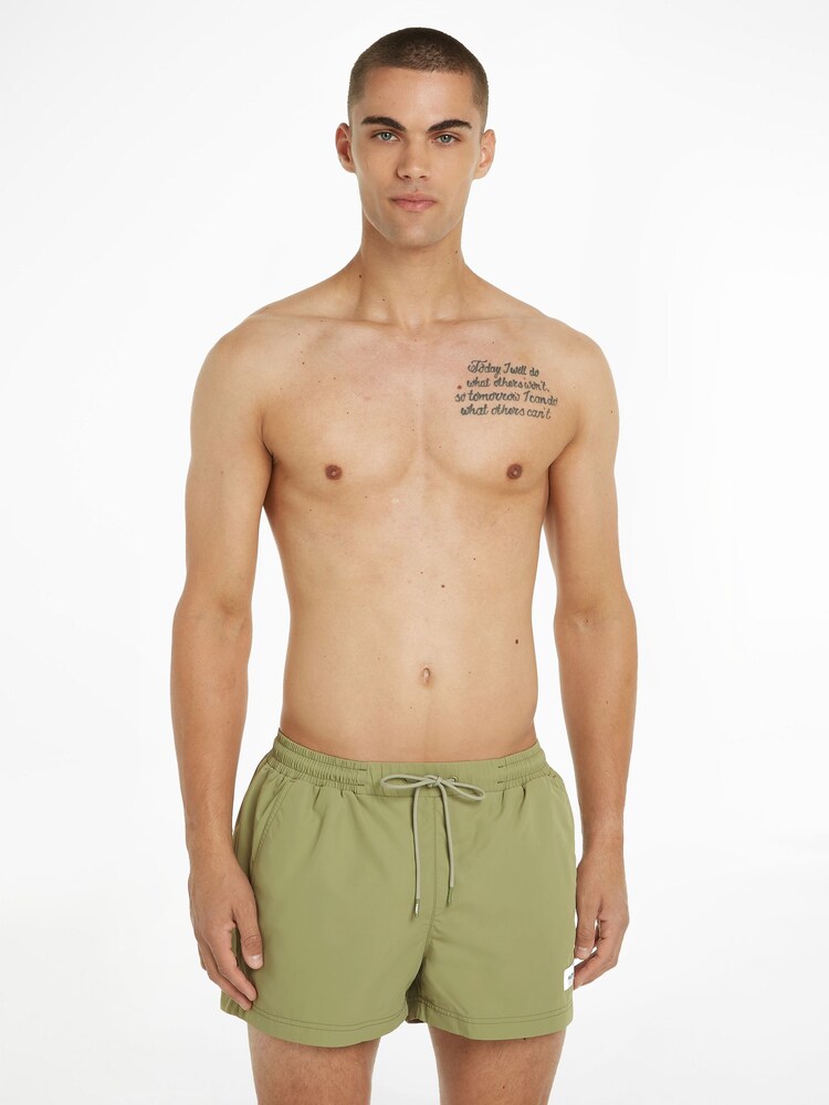 Tommy Hilfiger Green Drawstring Label Swim Shorts - Image 1 of 6 Tommy Hilfiger Green Drawstring Label Swim Shorts - Image 1 of 6