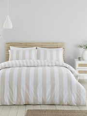 Catherine Lansfield Natural Cove Stripe Reversible Duvet Cover Set - Image 1 of 4