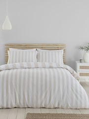 Catherine Lansfield Natural Cove Stripe Reversible Duvet Cover Set - Image 2 of 4