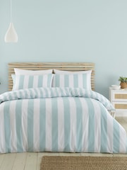 Catherine Lansfield Seafoam Cove Stripe Reversible Duvet Cover Set - Image 1 of 4