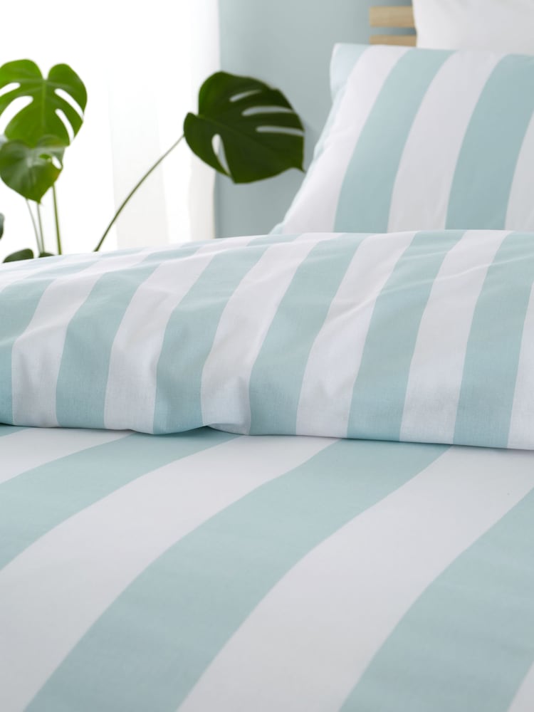 Catherine Lansfield Seafoam Cove Stripe Reversible Duvet Cover Set - Image 4 of 4