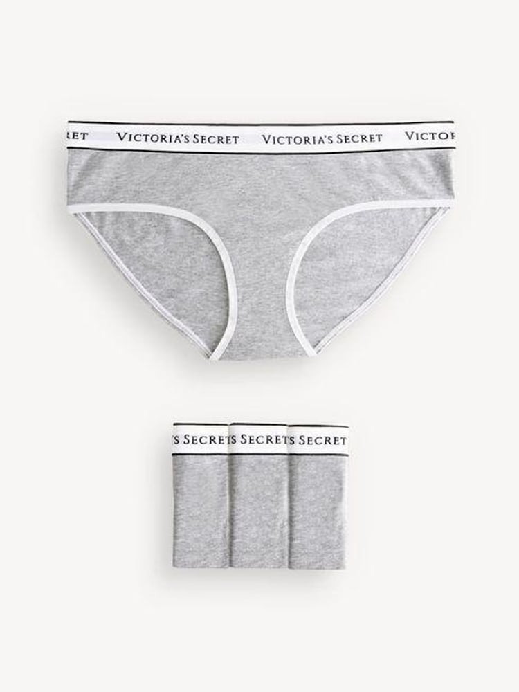 Grijs gemêleerd - Victoria's Secret set van 4 slips met logo - Image 1 of 5