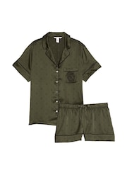 Victoria's Secret Green Logo Dot Satin Short Pyjama Set - Image 3 of 3