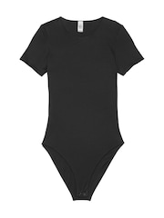 Victoria's Secret Black FeatherSoft™ BODYWEAR Short-Sleeve Bodysuit - Image 3 of 3