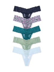 Blauw/paars/groen - Victoria's Secret set van 5 slips - Image 1 of 3