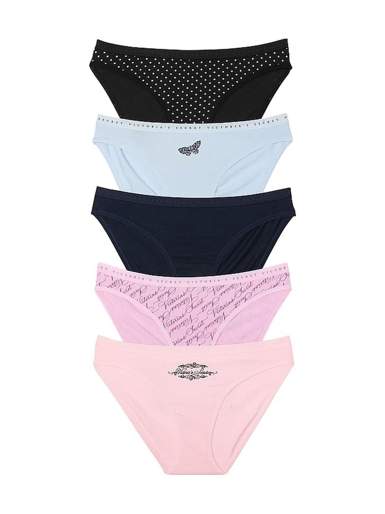 Victoria's Secret Black/Blue/Navy/Pink Bikini 5 Pack Knickers - Image 1 of 3