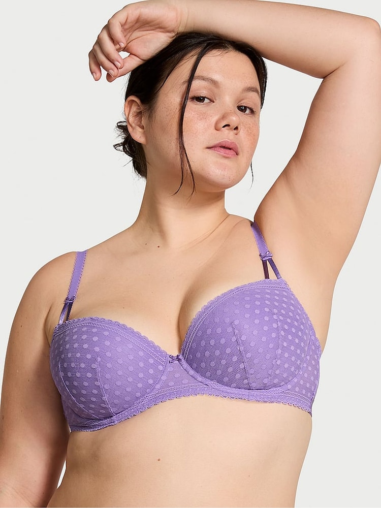 Victoria's Secret PINK Wysteria Purple Dainty Dot Balcony Lace Bra - Image 1 of 3