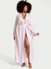 Victoria's Secret Pretty Blossom Pink Stripes Modal Long Robe - Image 1 of 4