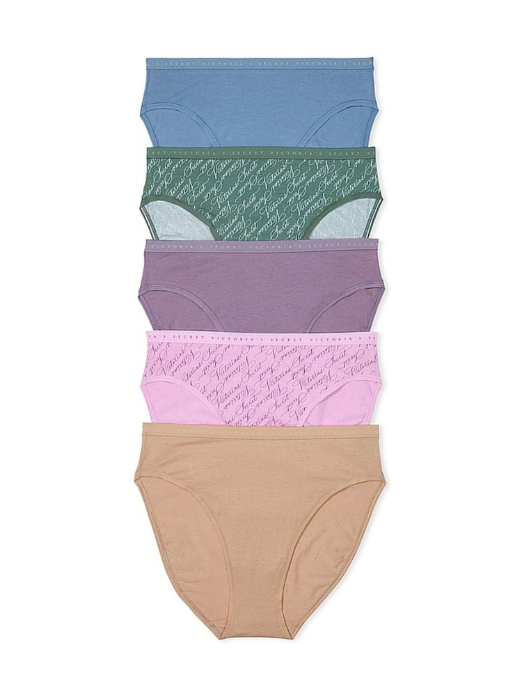 Victoria's Secret Blue/Green/Purple/Pink/Nude Brief 5 Pack Knickers - Image 1 of 3