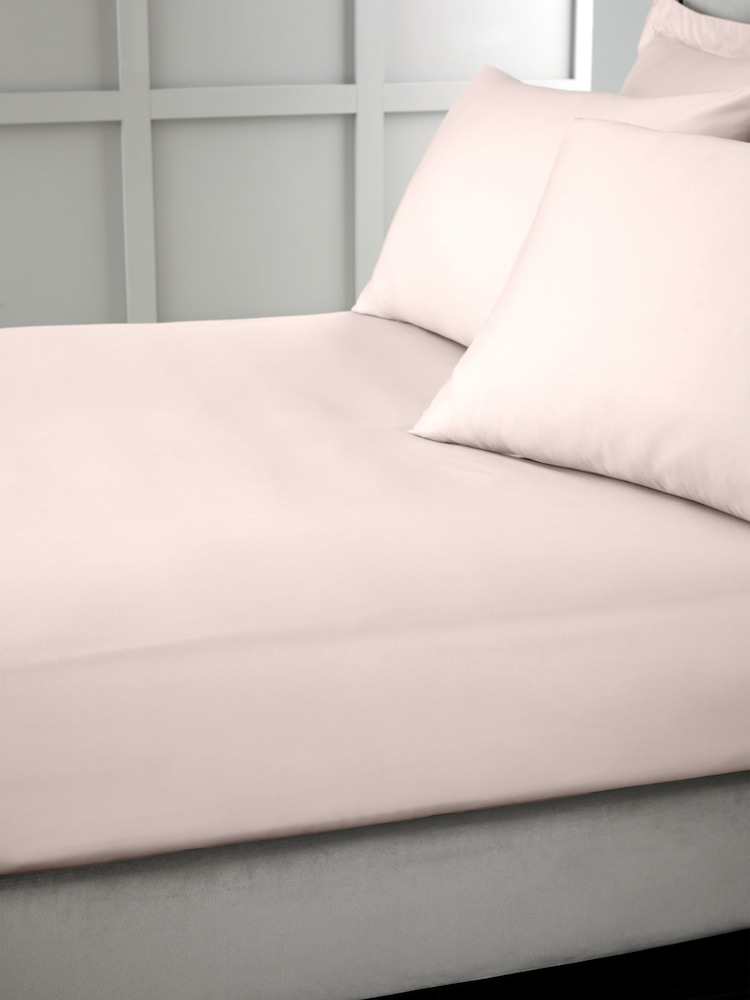 Bianca Blush Pink 400 Thread Count 100% Cotton Sateen Fitted Sheet - Image 1 of 3