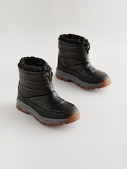 Black Quilted Waterproof Snow Boots - Image 1 of 7
