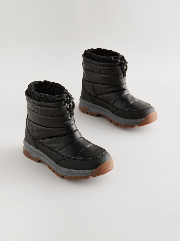 Black Quilted Waterproof Snow Boots - Image 1 of 7